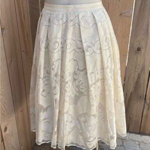 Chic Cream A-Line Lace Skirt